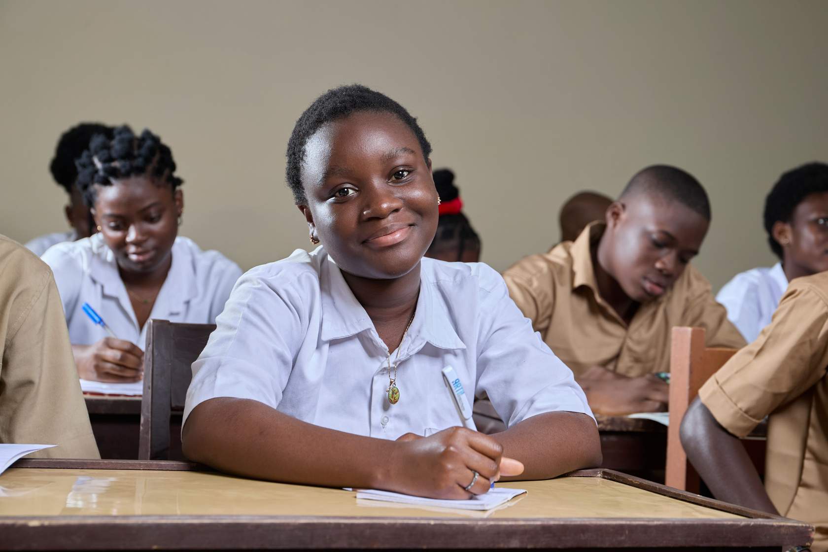 Student in an African classroom